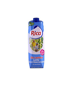 leche rica semidescremada sin lactosa 2% grasa 1 lt